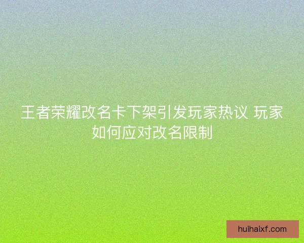 王者荣耀改名卡下架引发玩家热议 玩家如何应对改名限制