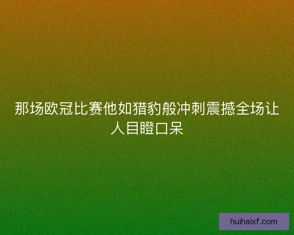 那场欧冠比赛他如猎豹般冲刺震撼全场让人目瞪口呆 那场欧冠比赛他如猎豹般冲刺震撼全场让人目瞪口呆