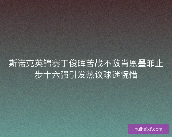 斯诺克英锦赛丁俊晖苦战不敌肖恩墨菲止步十六强引发热议球迷惋惜