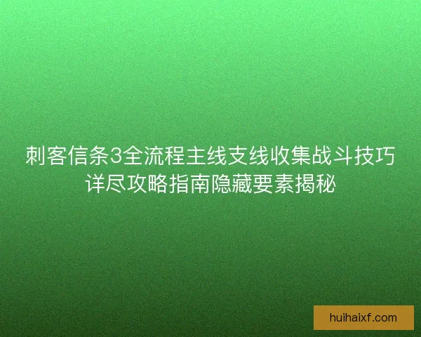 刺客信条3全流程主线支线收集战斗技巧详尽攻略指南隐藏要素揭秘